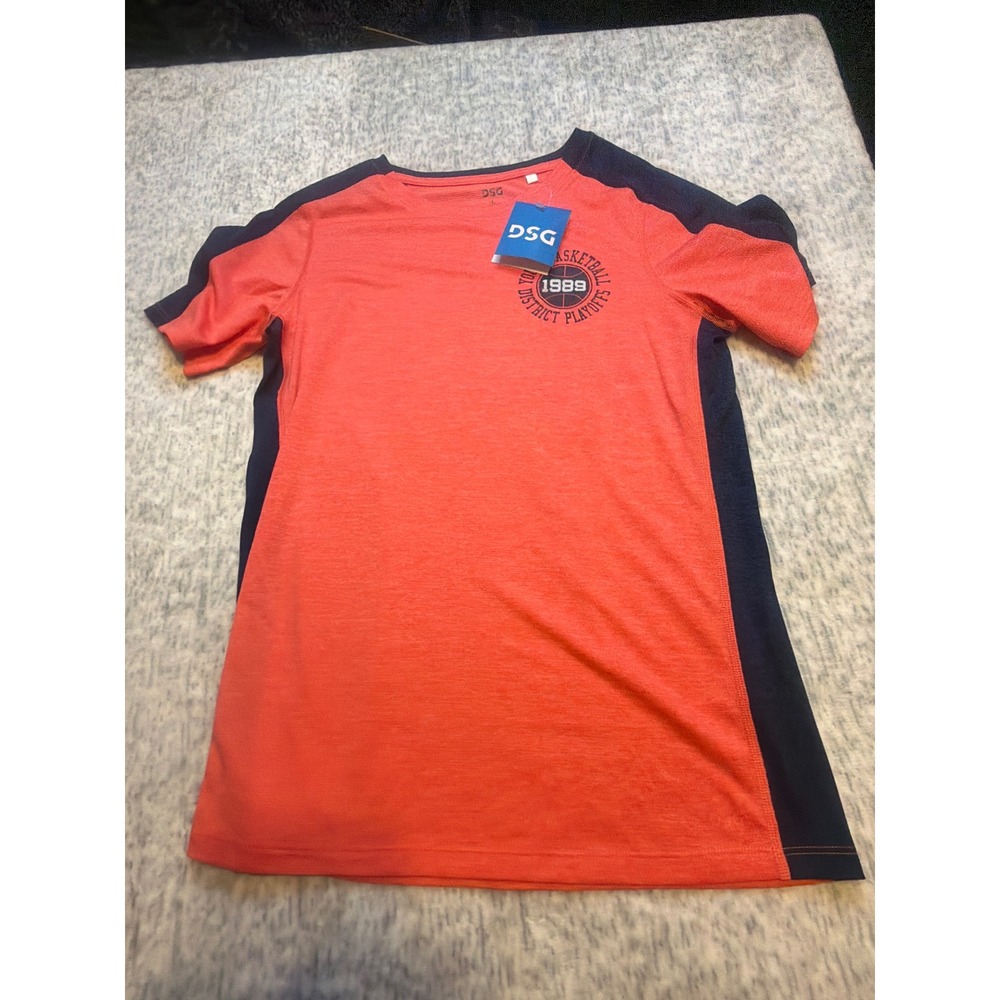 DSG Kids Basketball TShirt Red Navy Blue Size L 10-12 District Playoffs NWT